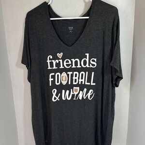 Ana gray football friends and wine short sleeve shirt size 2X